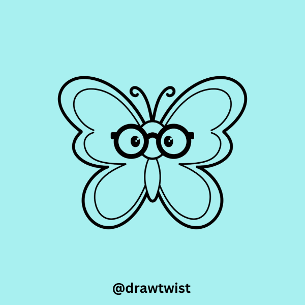 Cute Butterfly Drawing with Glasses