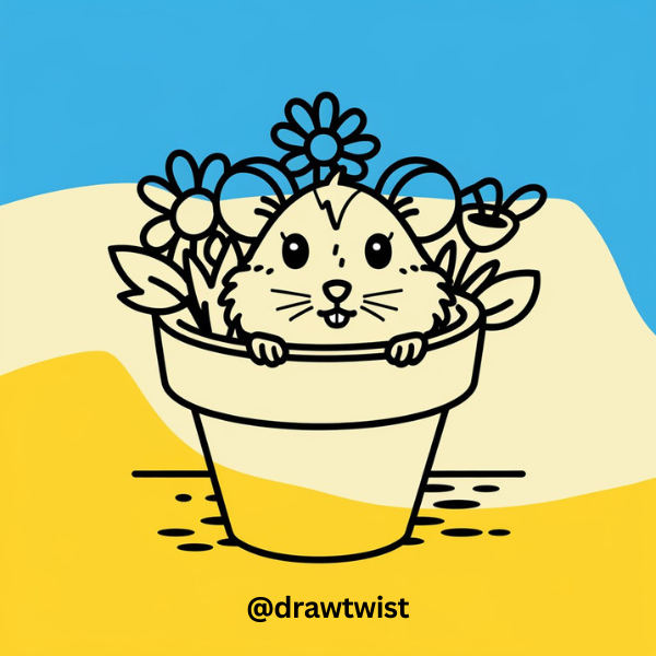 Hamster in a Flower Pot