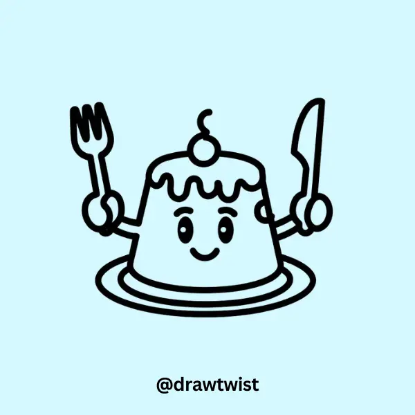 A Cake Holding a Tiny Fork and Knife