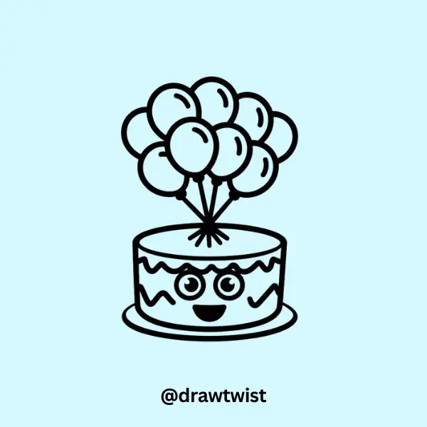A Cake With a Balloon Bouquet
