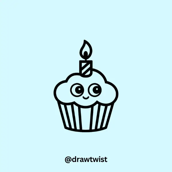Cupcake with a Candle That Looks Like a Tiny Hat