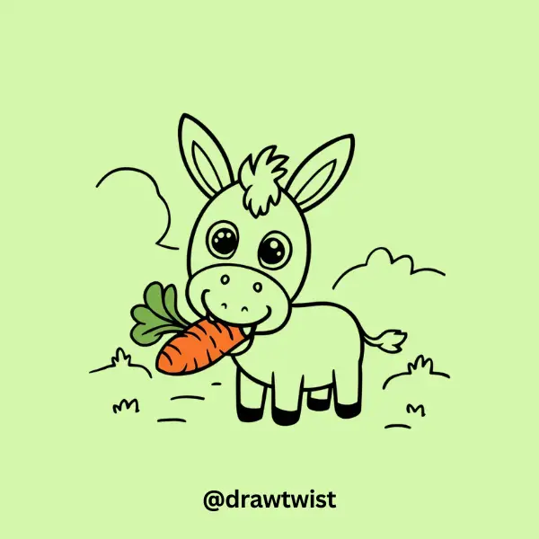 Donkey Eating a Carrot