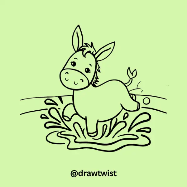 Donkey Splashing in Water