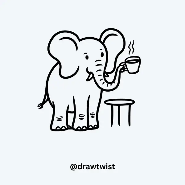 Elephant Holding a Cup of Tea