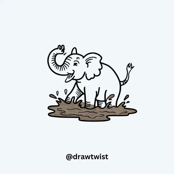  Elephant Playing in Mud