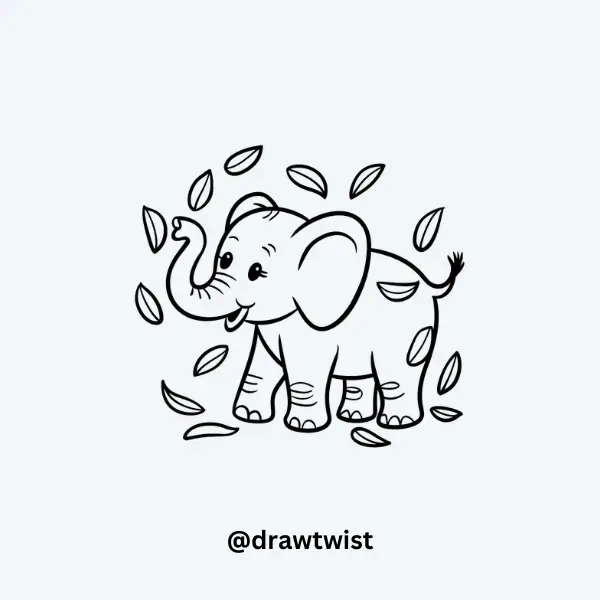 Elephant Playing with Leaves