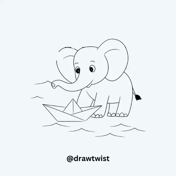 Elephant With a Paper Boat