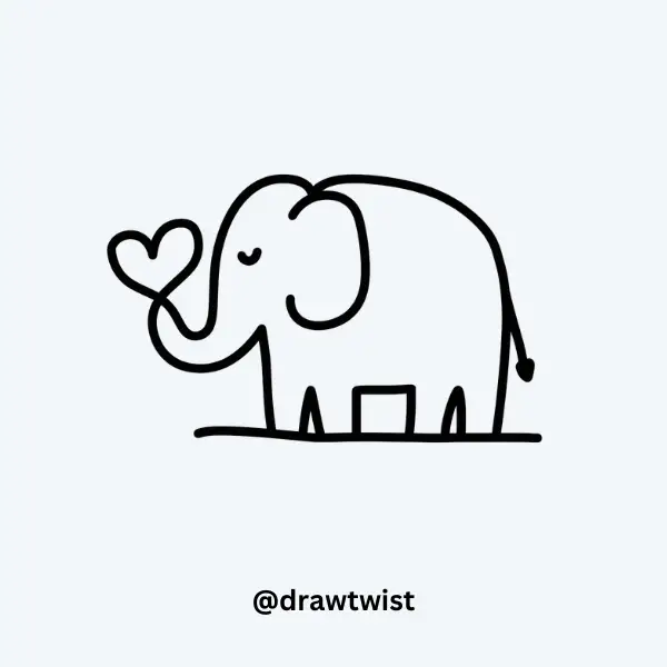 Elephant with a Heart-Shaped Trunk