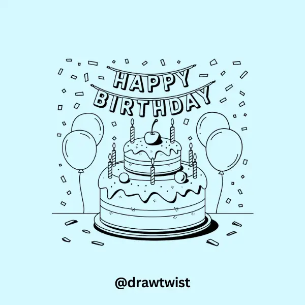 Happy Birthday Cake with a Wavy Frosting Party