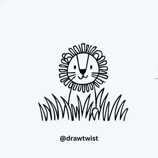 Lion Peeking from Grass