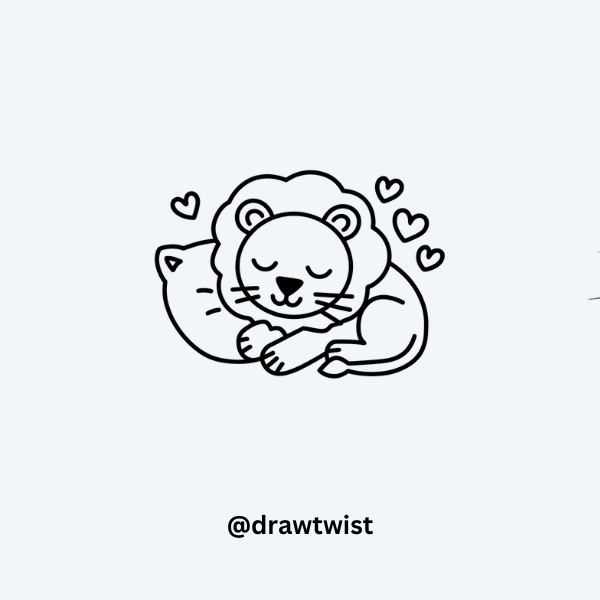 Lion Snuggling a Pillow