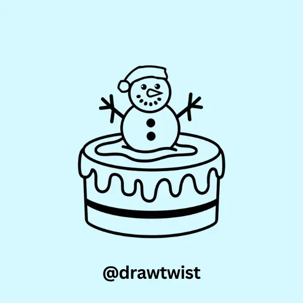 A Cake With a Melting Snowman on Top