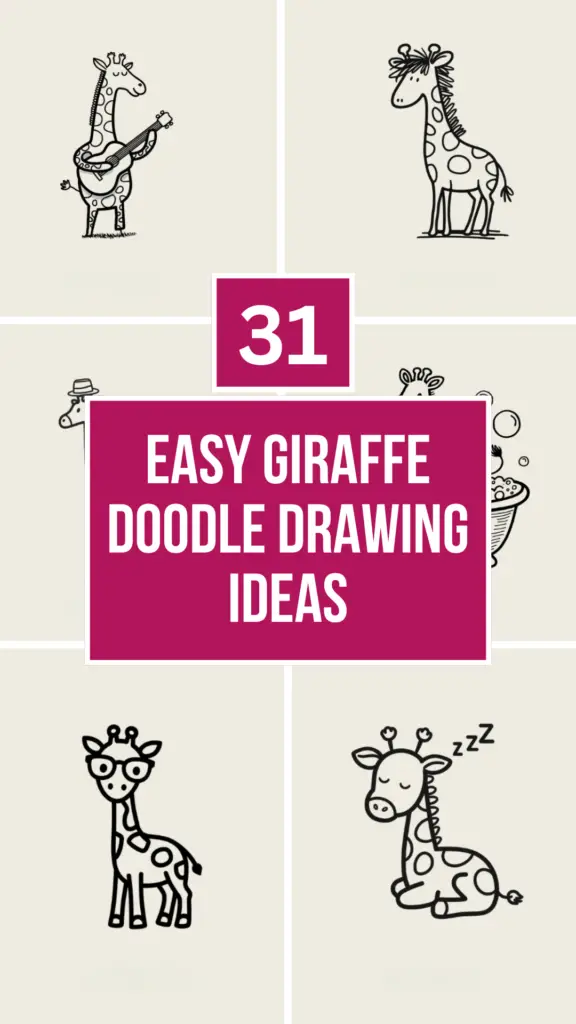 A collection of easy giraffe doodle drawing ideas