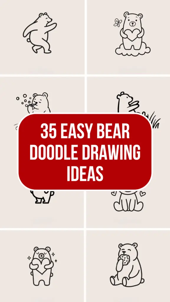 A collage of Easy Bear Doodle Drawing Ideas