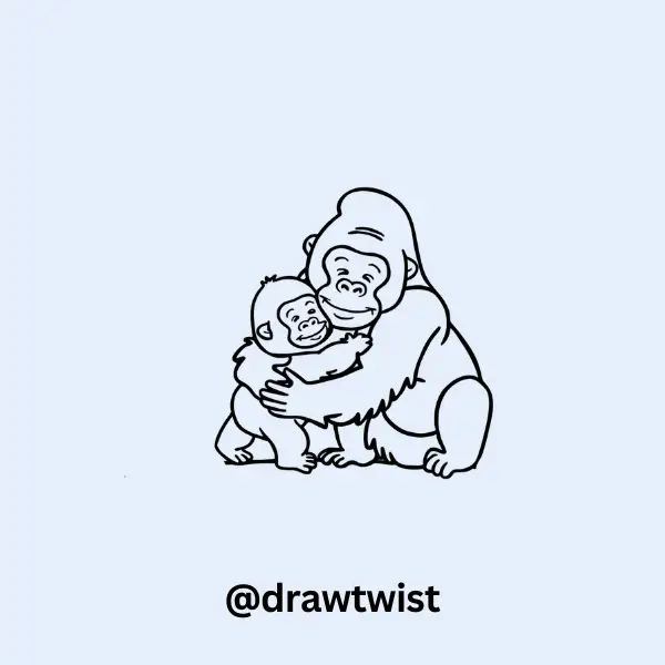 Baby Gorilla Hugging Mom