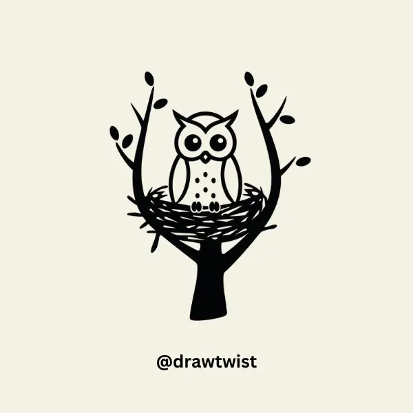 Baby Owl in a Nest doodle
