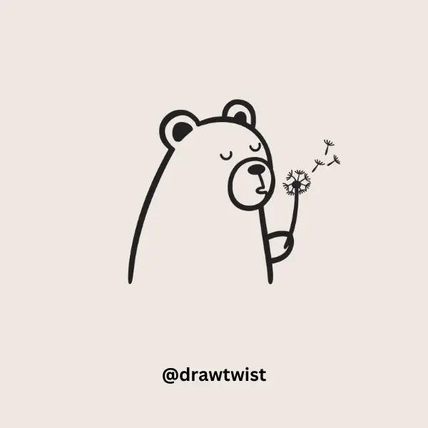 Bear Blowing a Dandelion doodle