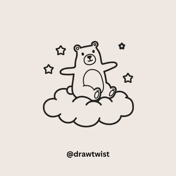 Bear Floating on a Cloud doodle