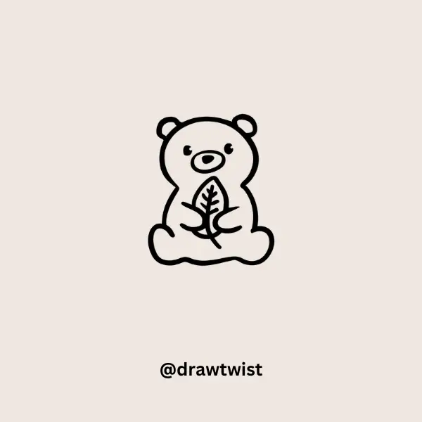 Bear Holding a Leaf doodle