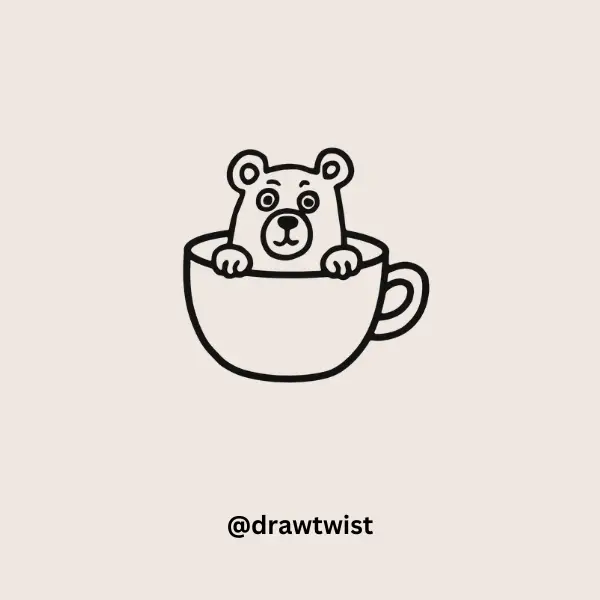 Bear Peeking from a Cup doodle