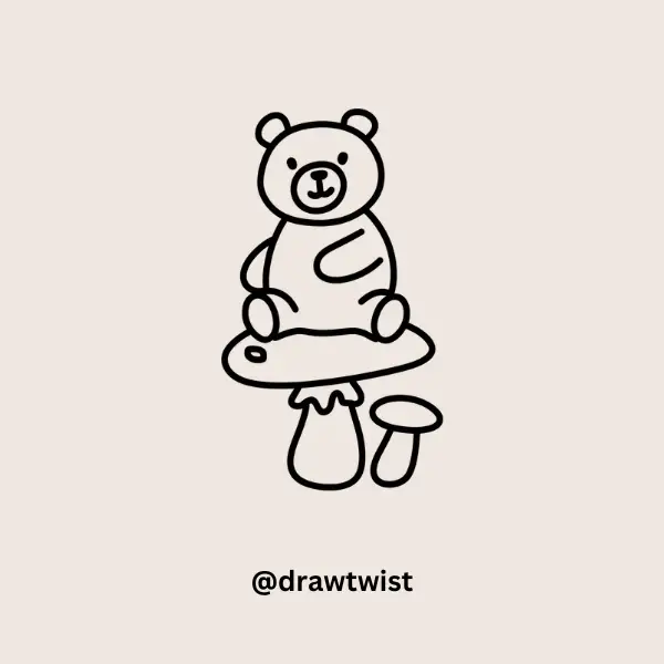 Bear Sitting on a Mushroom doodle