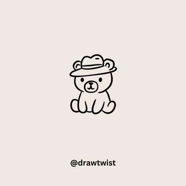 Bear Wearing a Hat doodle drawing