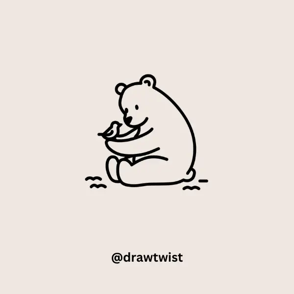 Bear with a Tiny Bird doodle