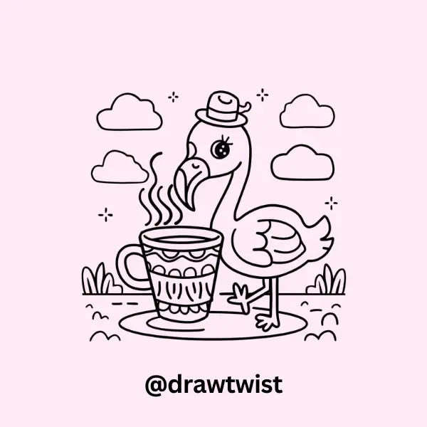 Coffee Loving Flamingo