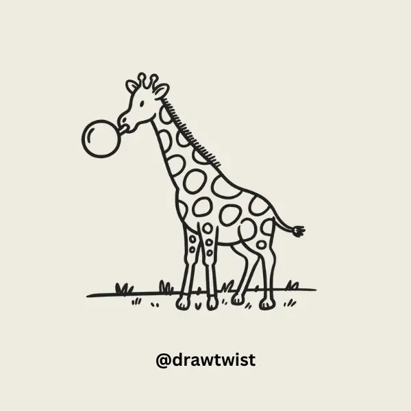 Giraffe Blowing a Bubblegum Bubble doodle
