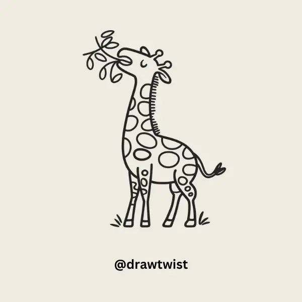 Giraffe Eating Leaves doodle