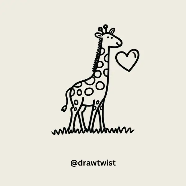 Giraffe Holding a Heart doodle
