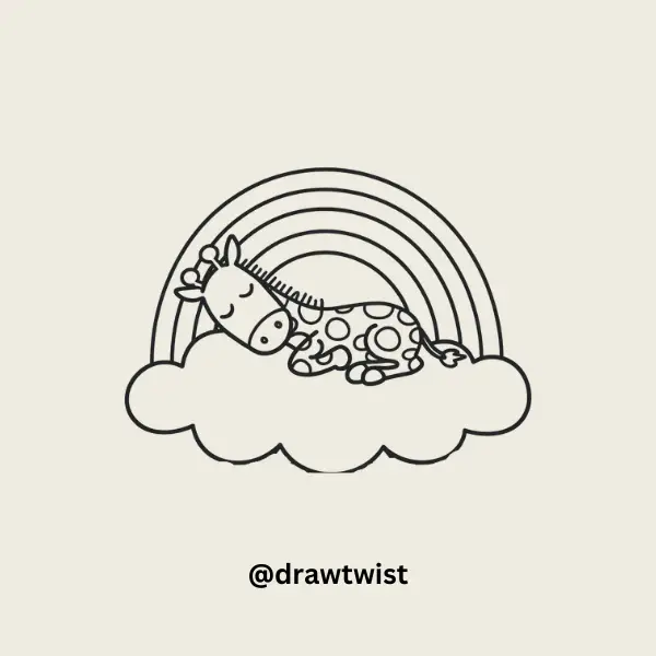 Giraffe Sleeping on a Cloud doodle