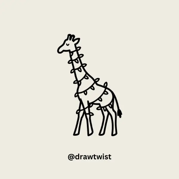 Giraffe Wrapped in Fairy Lights doodle