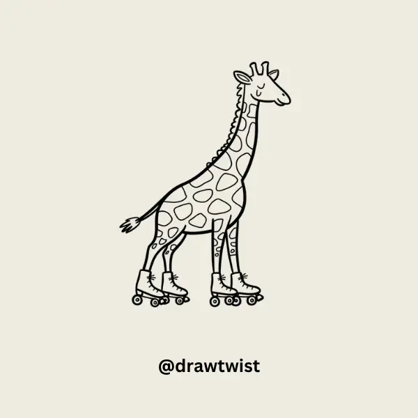 Giraffe on Roller Skates doodle