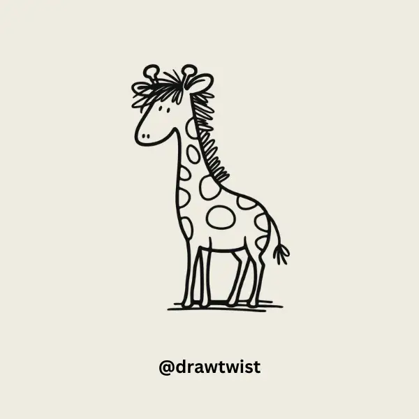 Giraffe with Messy Hair doodle