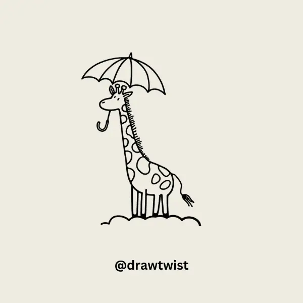 Giraffe with Umbrella doodle