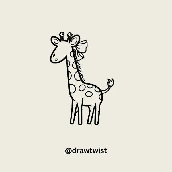 Giraffe with a Big Bow doodle