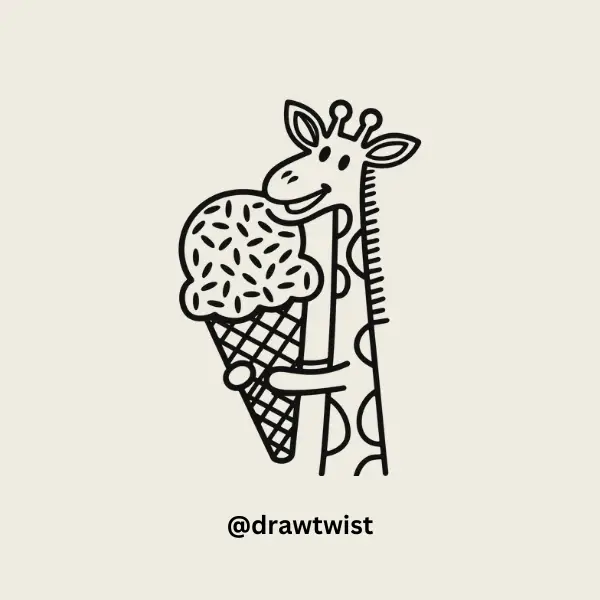 Giraffe with a Giant Ice Cream doodle