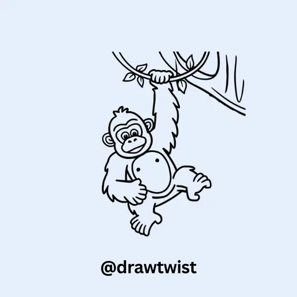 Gorilla Hanging From A Vine