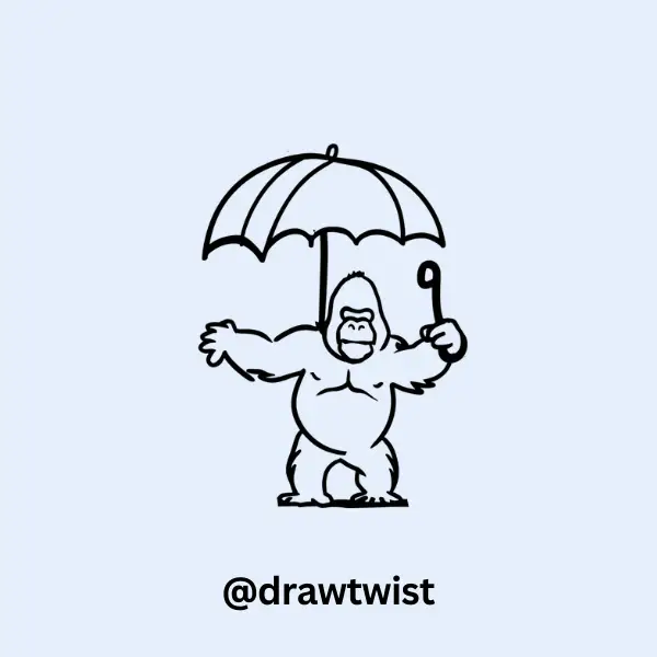 Gorilla Holding An Umbrella