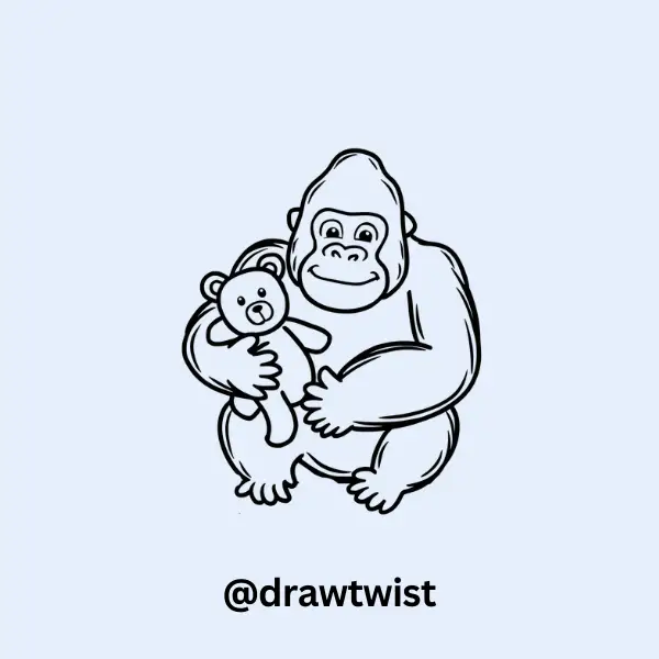 Gorilla Holding a Teddy