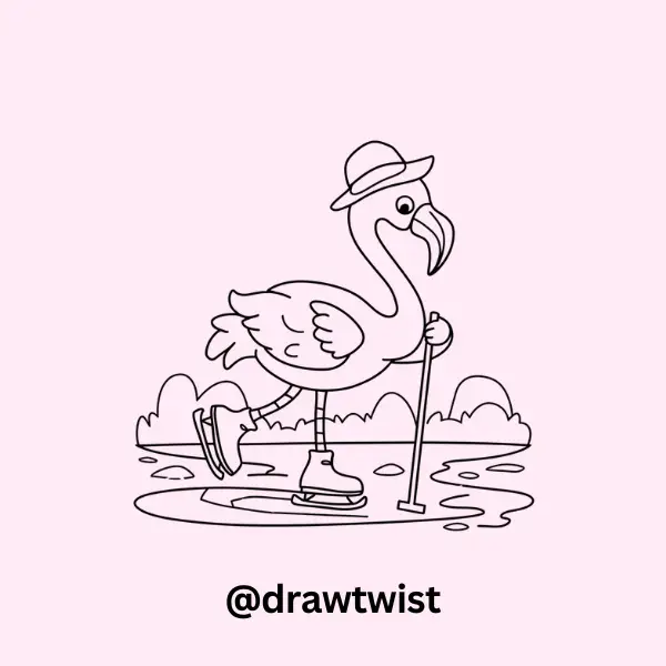 Ice Skating Flamingo