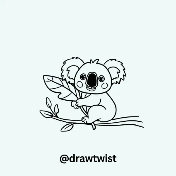 Koala Eating a Giant Leaf