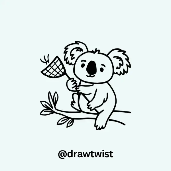 Koala Playing with a Butterfly Net