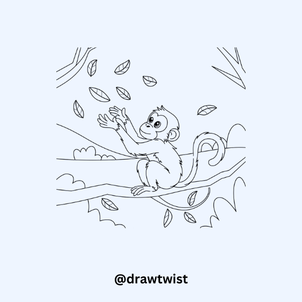 Monkey Catching Falling Leaves doodle