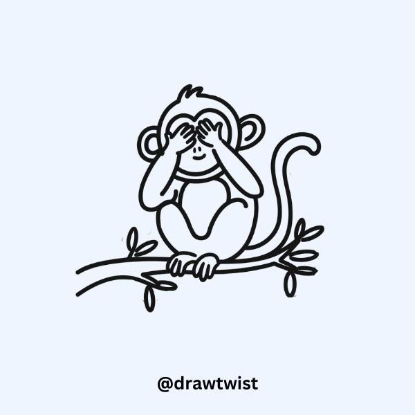 Monkey Playing Peekaboo doodle