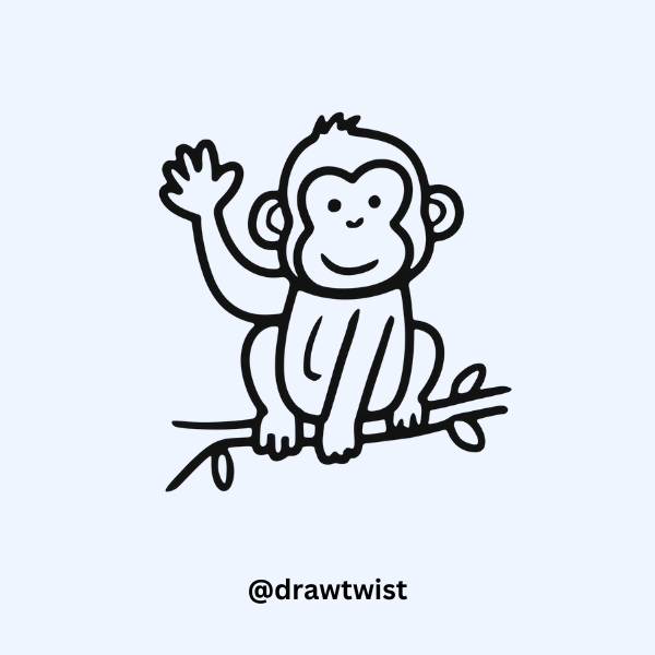 Monkey Waving Goodbye drawing