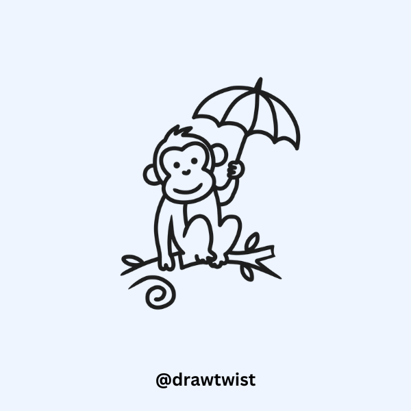 Monkey With a Tiny Umbrella doodle