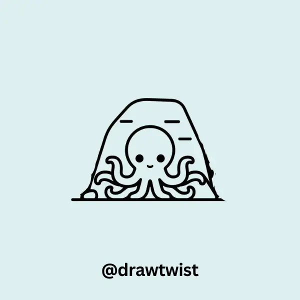 Octopus Hiding Behind a Rock
