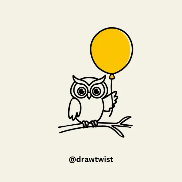 Owl Holding a Balloon doodle